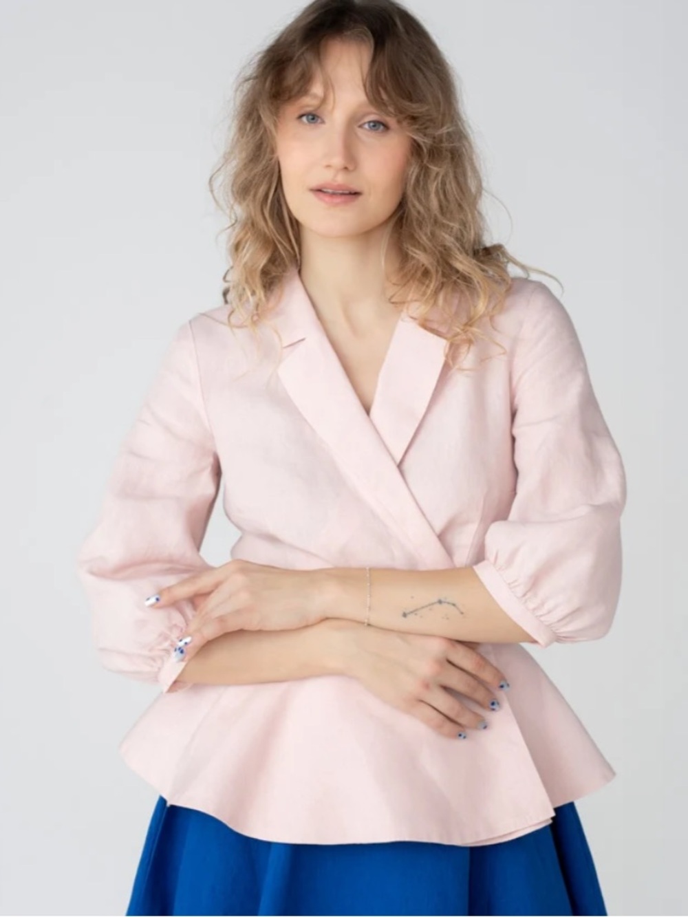 Son De Flor NWT Gaia Wrap Shirt in Blush Pink size XS